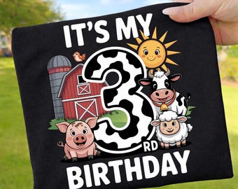 I'm 3 I-E-I-O Farm Theme 3rd Birthday 3 Year Old Party Png, Three-I-E-I-O Farm Png, 3rd Birthday Png, Farm Animal Png, Instant Download