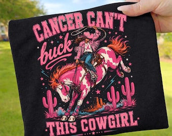 Cancer Can't Buck This Cowgirl PNG, Pink Ribbon Western Sublimation Design, Breast Cancer Awareness Cowgirl PNG, Survivor File