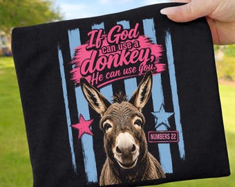 Funny Christian PNG, If God Can Use A Donkey He Can Use You Numbers 22, Faith Shirt Sublimation, Funny Bible Verse PNG, Christian Gift Shirt