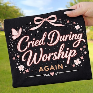 Lloré durante el culto otra vez png Frase divertida sobre la fe Humor Diseño cristiano vintage floral lindo (Descarga digital)