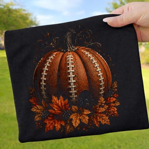 Football Pumpkin PNG, Fall Sports Vintage Distressed Design, Autumn Leaves Football Season Shirt Sublimation Digital Download