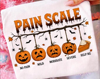 Pain Scale Pumpkin PNG, Halloween Nurse Sublimation Design, Funny Jack-O-Lantern Nurse Shirt, Digital Download