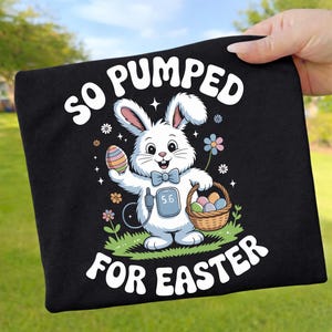 ¡Muy emocionado por la Pascua PNG! Conejito de diabetes tipo 1 por sublimación, regalo para usuarios de bombas de insulina, diseño de Pascua para concienciar sobre la diabetes tipo 1, guerrero diabético.