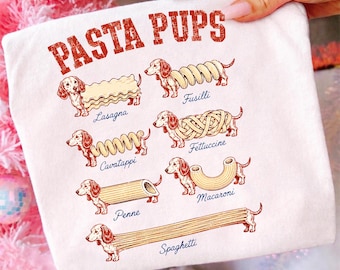 Pasta Pups PNG, Funny Dachshund Pasta Shapes Sublimation Design, Italian Dog Lover Shirt, Digital Download