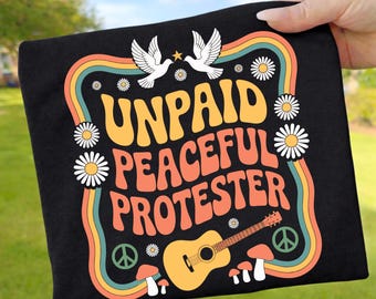 Manifestante pacífico não remunerado PNG, Design de justiça social "Sem guerra", Gráfico retrô de protesto, Camiseta de ativismo pelas liberdades civis, Download digital
