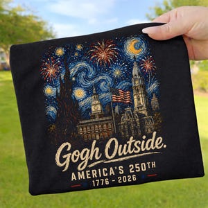 Gogh Outside PNG, Van Gogh Patriotic Shirt Design, America 250th Anniversary 1776 2026,Starry Night 4th of July Sublimation Digital Download