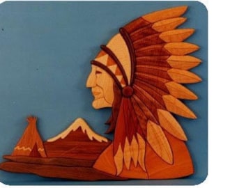 American Indian Chief Intarsia Project - Scroll Saw, Woodworking Project Plans