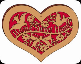 Home Sweet Home Silhouette Heart Plaque - Scroll Saw, Woodworking Project Plans