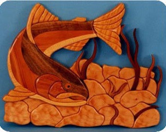Rainbow Trout Intarsia Plaque - Scroll Saw, Woodworking Project Plans