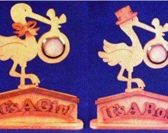 Stork baby Boy / Girl Announcement Project - Scroll Saw, Woodworking Project Plans