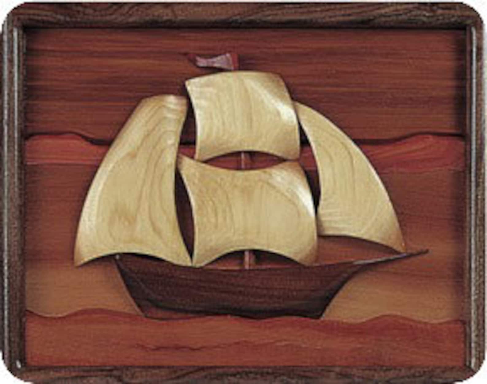 Sailing Ship Intarsia Project Scroll Saw, Woodworking Project Plans Etsy