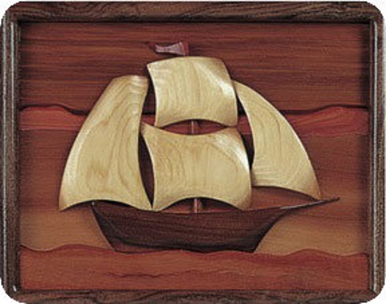 Sailing Ship Intarsia Project Scroll Saw, Woodworking Project Plans Etsy