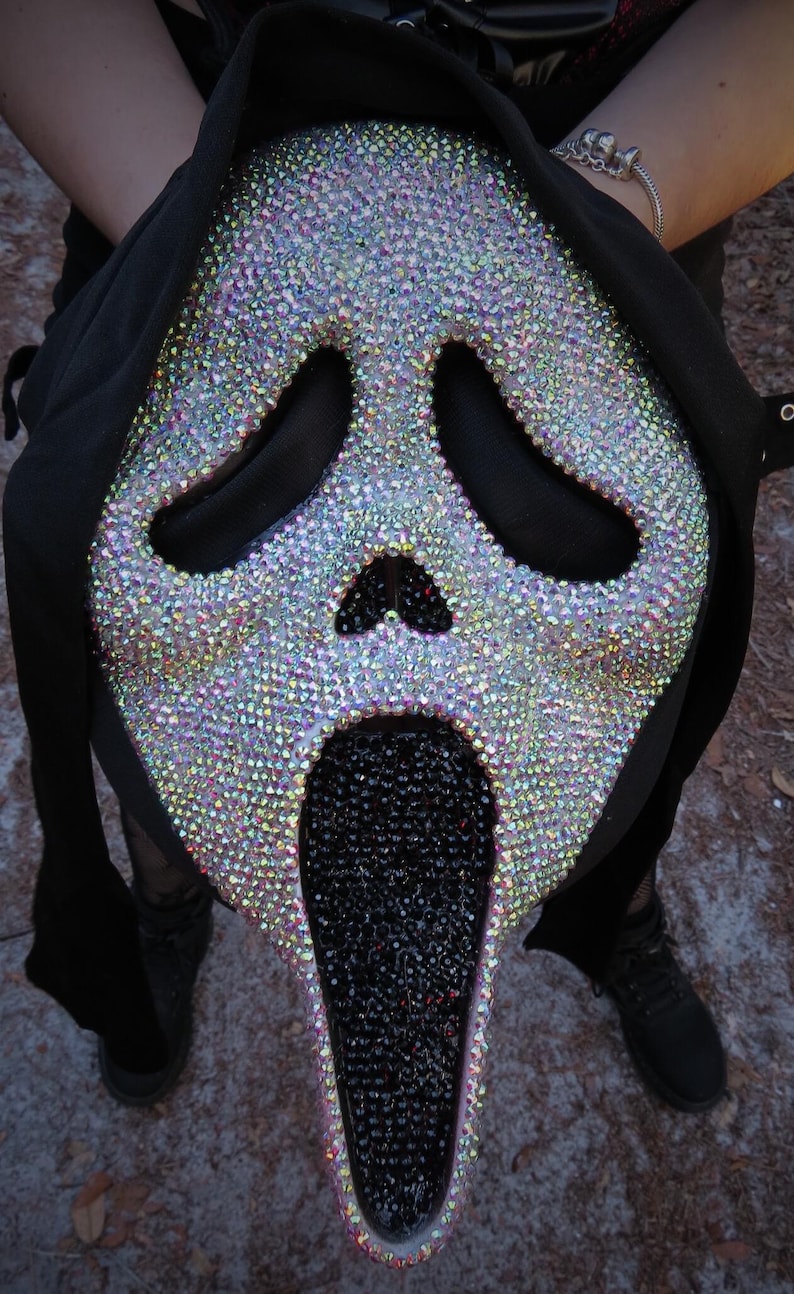 Iridescent Rhinestone Scream Mask - Etsy
