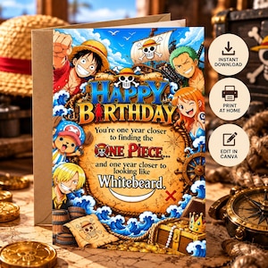 One Piece Birthday Card Digital - Etsy