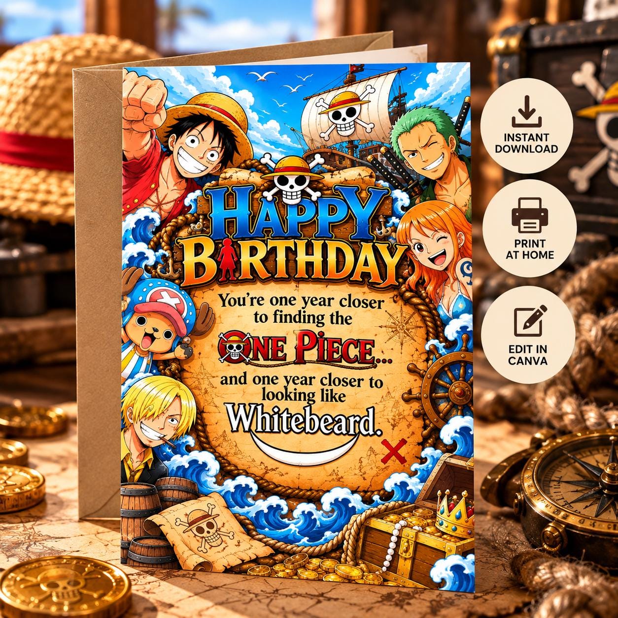 One Piece Birthday Card - Etsy