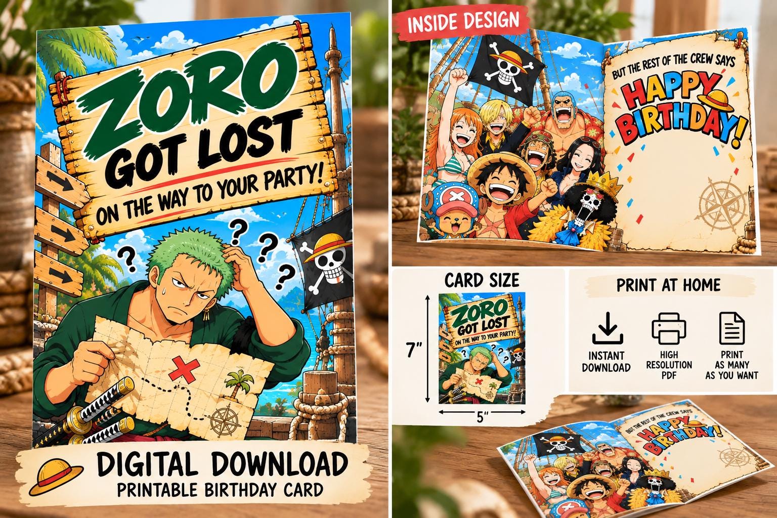 Zoro Birthday Card - Etsy