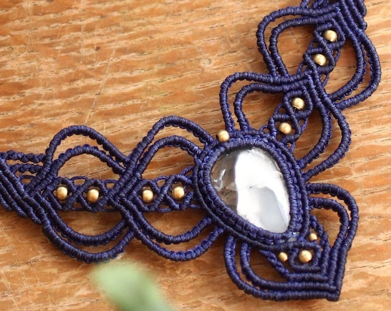 STUNNING MACRAME NECKLACE - Statement Macrame Choker - Healing Crystal Jewellery - Only One Available - Bespoke Handmade necklace - Gemstone