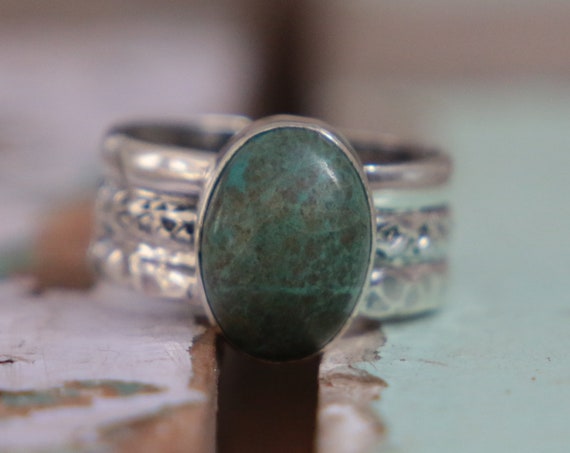 3 BAND TURQUOISE RING - Adjustable - One of a kind - Sterling Silver - Navajo Jewellery - Stack ring - December Birthday - Birthstone - Gift