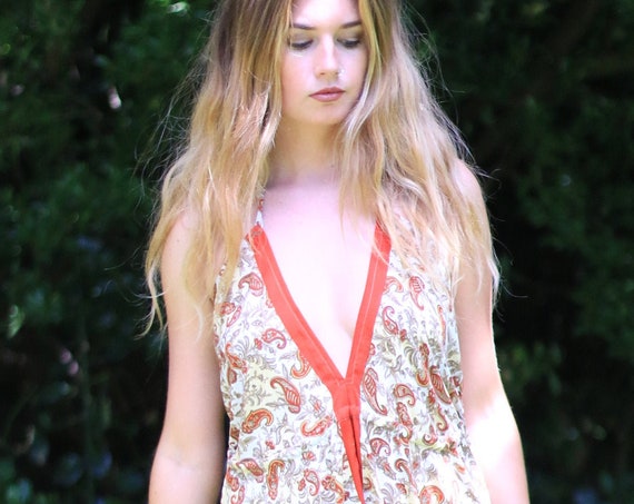 PAISLEY PRINT JUMPSUIT - Vacation - Summer - Prom - Vintage Style - Wedding outfit - Festival - Halter neck - Couture - Bohemian - Hippie
