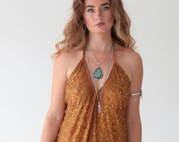 GYPSY SOUL JUMPSUIT - Summer Wedding Outfit - Festival Fashion - Vintage Sari Jumpsuit - Halter neck backless harem playsuit - All in one