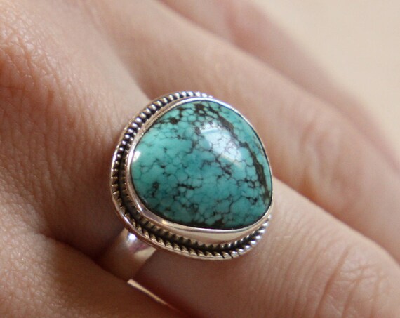 NAVAJO TURQUOISE RING - One size - Sterling silver ring - Crystal ring - Semi precious - Turquoise jewellery - Statement - Valentines gift