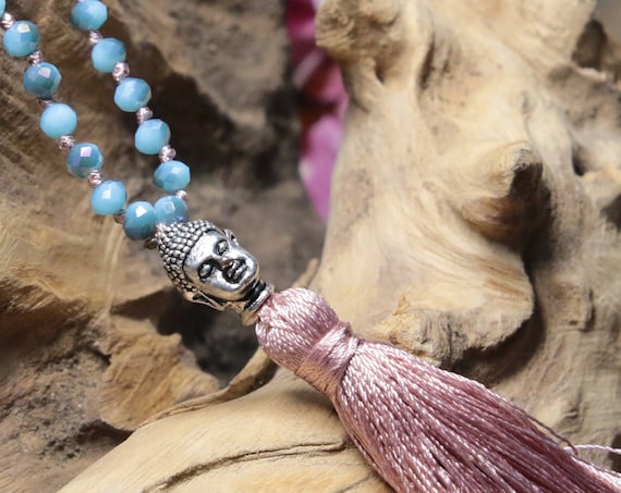 LITTLE BUDDHA NECKLACE - Costume jewellery - Spiritual Gift - Tassel - Handmade necklace - Faceted Beads - Teenage - Healing - Yoga beads