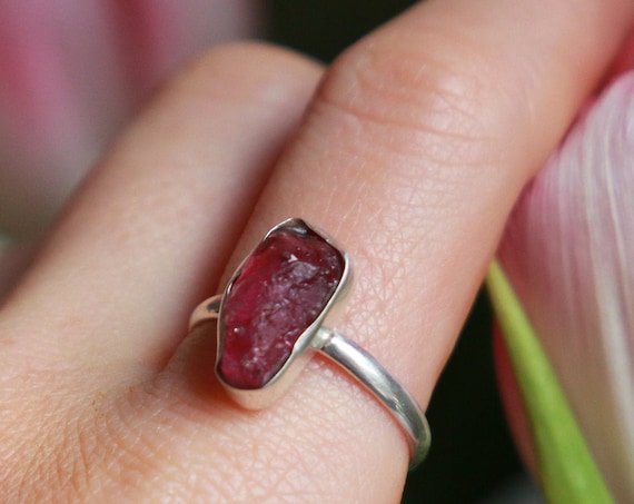 RARE RAW RUBY - Rare High Frequency Crystal - Sterling silver 925 - Unpolished - Natural Gemstone - Rough Organic Crystal - Mothers day Gift