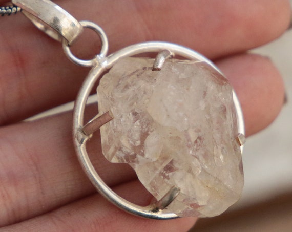 RAW QUARTZ NECKLACE - Silver Plated - Natural Crystal - Raw Crystal Necklace - Spiritual - Reiki - Gemstone - Organic Necklace - Gift
