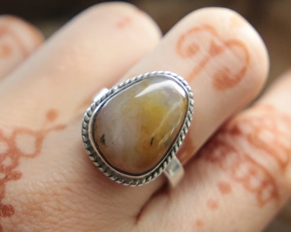 CITRINE SILVER RING - Adjustable - Sterling silver - Crystal ring - Semi precious - Birthstone - Success Stone - Manifesting Gift - Jewelry