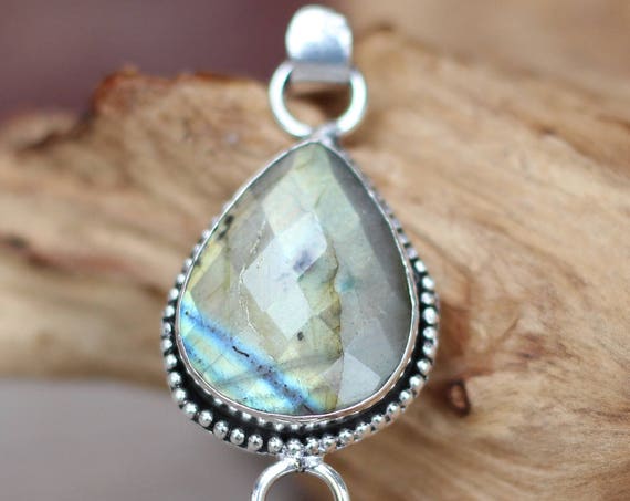 LABRADORITE FACETED BANGLE - Glitter bracelet - Tibetan Silver - Vintage - Bohemian - Gemstone bracelet - Crystal - Stocking filler - Sale