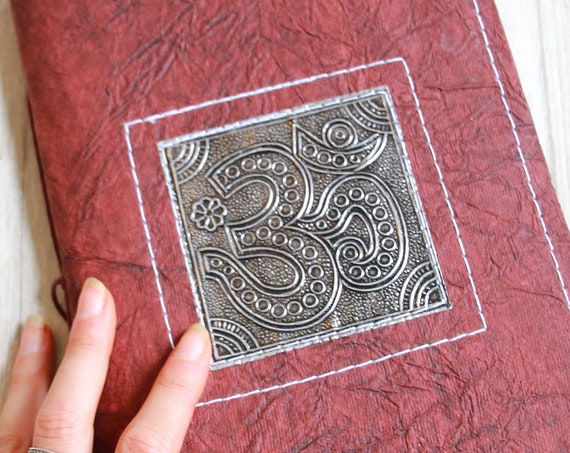 OM JOURNAL - Embossed Journal - Om Notebook - Sketchbook - Yoga Notebook - Dream - Travel - Scrapbook - Photo album - Tree Free Paper - Eco