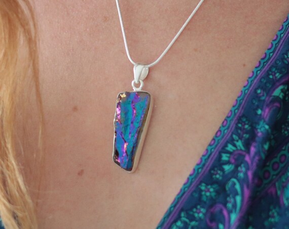 STATEMENT TITANIUM QUARTZ - Sterling Silver Necklace - Rainbow - Luxury Necklace - One of a kind - Bespoke - Magic - Meditation - Gift