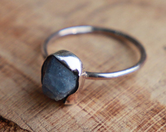 TANZANITE SALE RING - Defect Gemstone Chip Sterling silver Ring - Unpolished Crystal - Organic Crystal - Bohemian - Rustic Healing Ring Gift