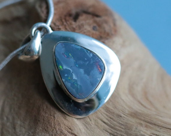 BESPOKE OPAL NECKLACE - 925 Sterling Silver - Rare Australian Opal - Genuine Crystal - Birthstone Necklace - Healing Gemstone - Ocean Lover
