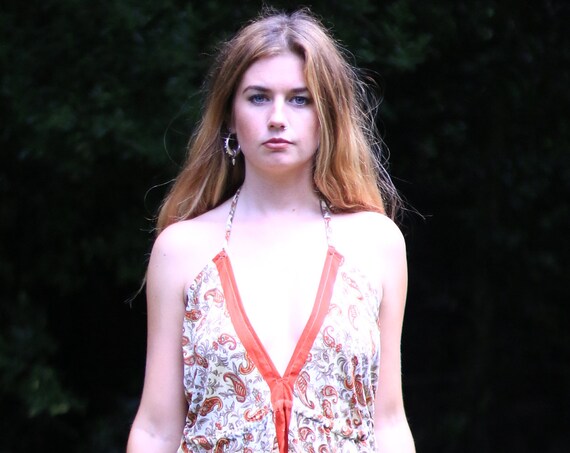 PAISLEY PRINT JUMPSUIT - Vacation - Summer - Prom - Vintage Style - Wedding outfit - Festival - Halter neck - Couture - Bohemian - Hippie