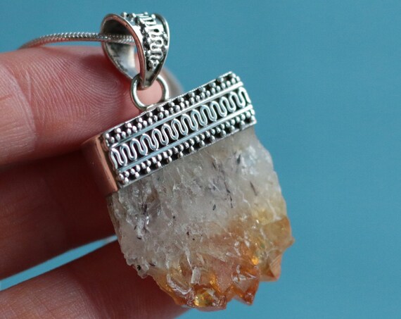 CITRINE SLICE SMALL - Sterling Silver Necklace - Raw Gemstone - Bespoke - Healing - Birthstone - Druzy Necklace - Handmade - Valentines gift