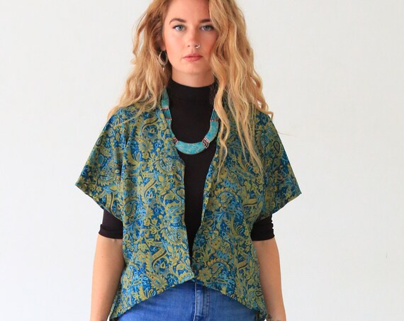 STEVIE NICKS KIMONO - Waterfall Cover Up - Asymmetric Kaftan - Vintage 60's Robe - 70's Retro Clothing - Summer Jacket - Festival Kimono