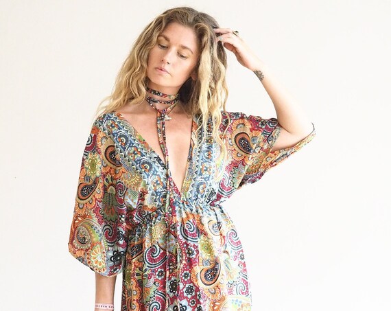 FALKA GODDESS DRESS - Backless dress - Multi Tie - Vintage Indian Silk - Up cycle - Wedding - Grecian - Maternity Breast feeding - Free size