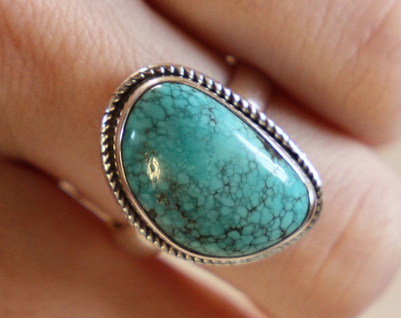 RARE TURQUOISE RING - One size - Sterling silver ring - Crystal ring - Semi precious - Navajo jewellery - Statement - Valentines gift