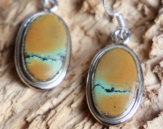 EARTHY TURQUOISE EARRINGS - Rare 925 Silver Earrings - Gemstone - Navajo - Handmade - Natural Crystal - Vintage - December Birthstone