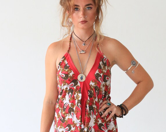 HAREM PAISLEY JUMPSUIT - Vacation - Wedding - Festival Jumpsuit - Handmade - Vintage - Hippie - Backless - Maxi Dress - Beach - Summer boho