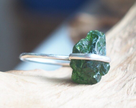 TOURMALINE CHIP RING - Crystal Ring - Sterling silver - 925 - Unpolished - Rustic Gemstone - Organic - Natural Crystal Ring - Bespoke Ring