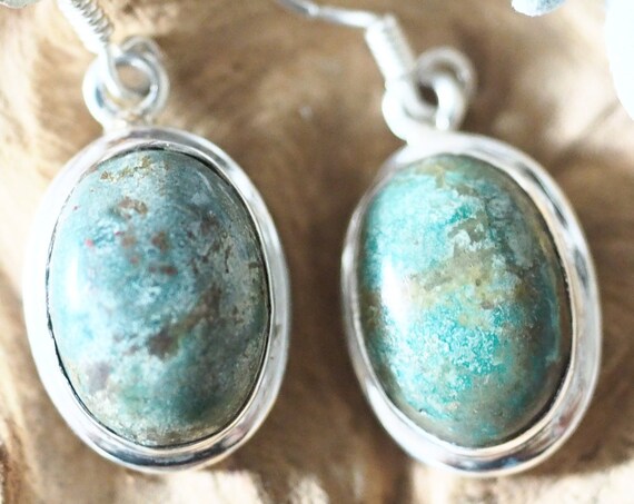 BLUE TURQUOISE EARRINGS - Dainty Dangly Earrings - Recycled 925 Sterling Silver - Natural Stone - Gemstone Jewelry - December Birthday gift