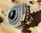 ONYX BOX RING - Pill Box - Silver plated - Crystal Ring - Stash box - Festival - Statement Ring - Chunky Ring - Vintage Style - Sale