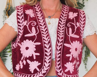 REVERSIBLE VELVET GILET - Re-worked Vintage  - 60's 70's Bohemian - Festival Vest - Rockabilly - 90's Grunge - Spring Embroidered waistcoat