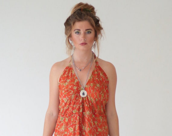PAISLEY DREAM JUMPSUIT - Silk - Summer Wedding Jumpsuit - Handmade Festival Playsuit - Vintage - Backless - Harem Pants - Reworked - Maxi