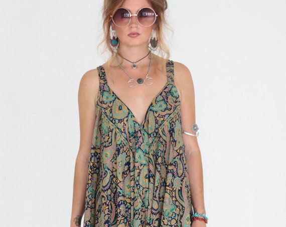 PAISLEY FLARE JUMPSUIT - Vintage - Festival - Backless Harem jumpsuit - Summer style Dress - Casual - Travel - Maxi all in one - Beach Cover