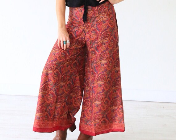 RUBY MAXI FLARES - Limited Edition - Silk Flares - Vintage Silk fabric - Festival Trousers - Hippie - Wide leg pants - Bell bottoms - 60's