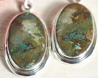 ATLAS TURQUOISE EARRINGS - Rare Gemstone - Navajo Earrings - Natural Crystal - Vintage style jewellery - December Birthstone - Earthy Hippie