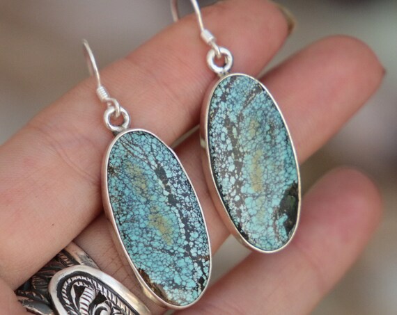 ARIZONA TURQUOISE EARRINGS - 925 Sterling Silver Earrings - Gemstone - Navajo - Handmade - Natural - Vintage style - Bespoke - Birthstone